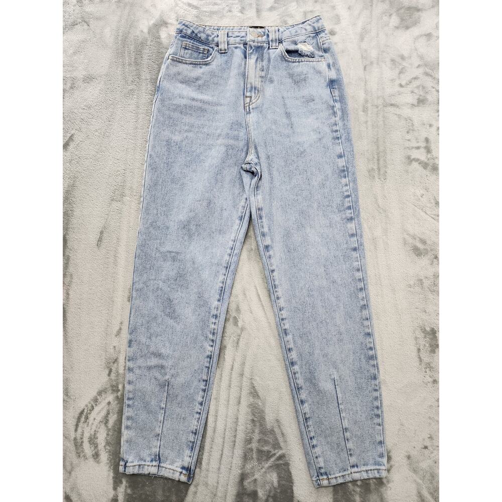 Simple Society Jeans Womens 1/25 Blue Light Wash High‎ Rise Mom Darted Ankle